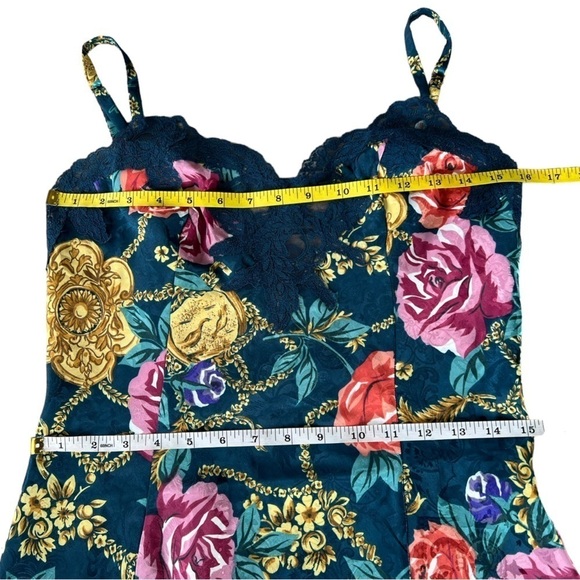 Vintage Victoria’s Secret Gold Label Floral Lace Chemise Slip Nightie Teal Med - Picture 10 of 15